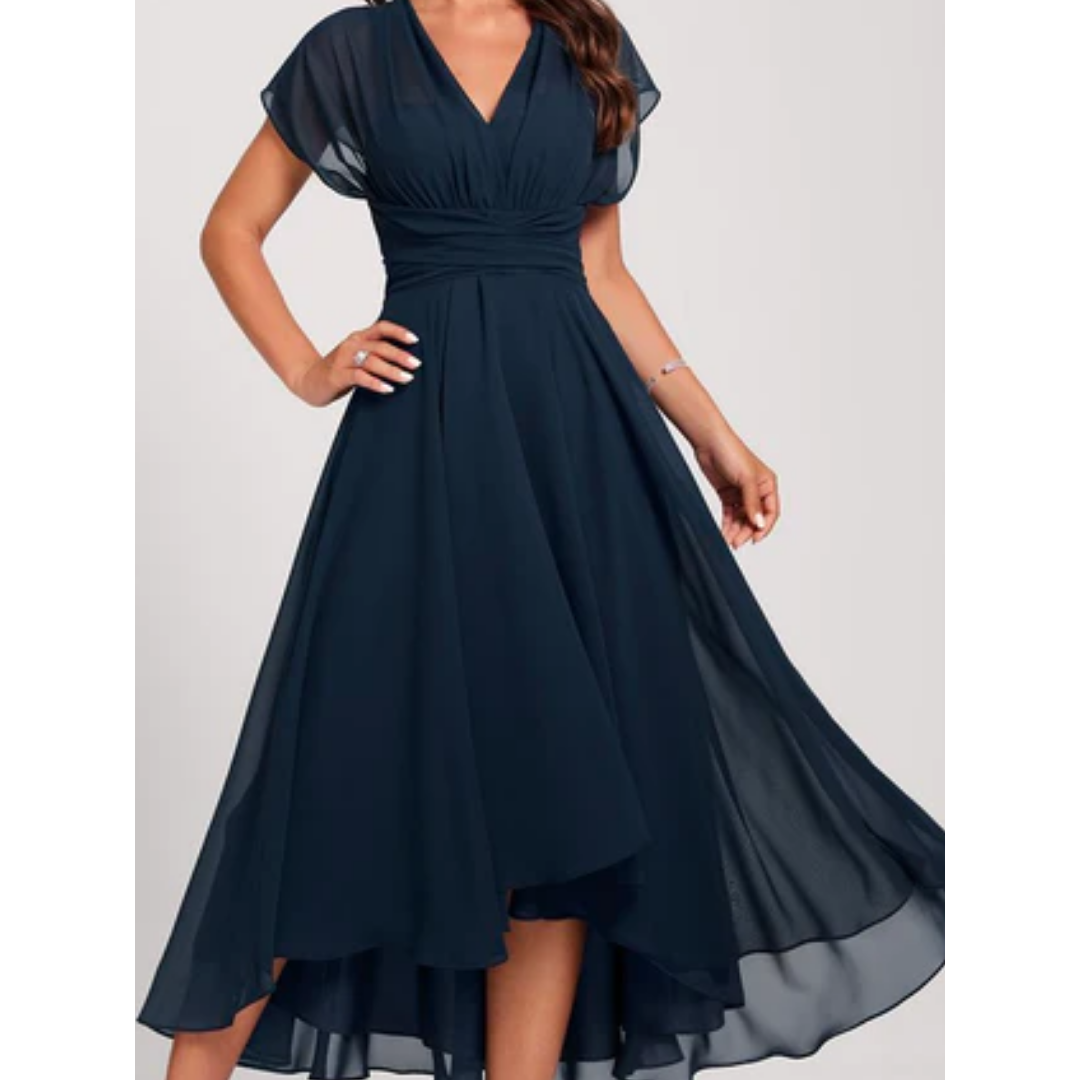 Damen V-Ausschnitt Ausgestelltes Formelles Kleid | Midi