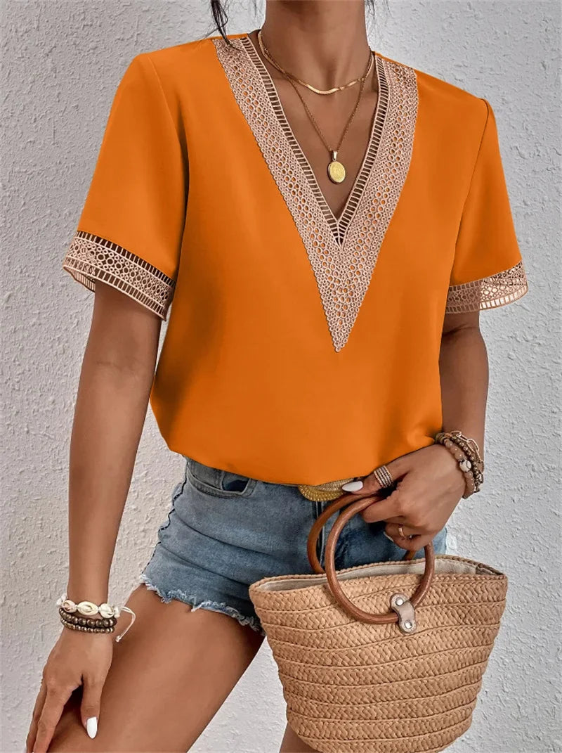 Sommerbluse Mit V Ausschnitt Für Damen | Schick