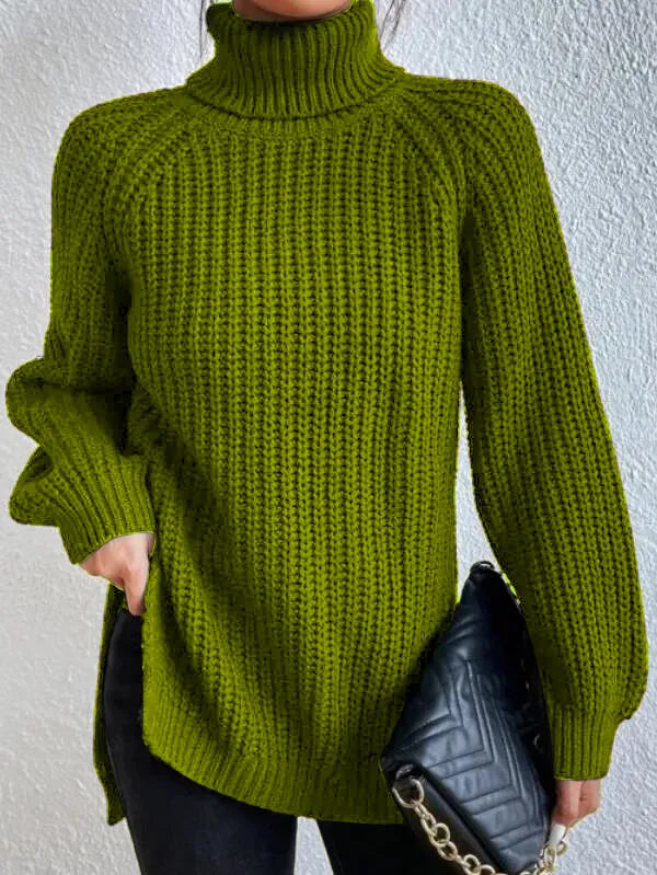 Heidi-rollkragenpullover Mit Raglanärmel Und Geteiltem Saum