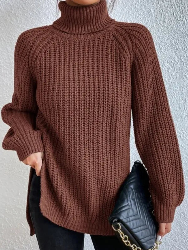 Heidi-rollkragenpullover Mit Raglanärmel Und Geteiltem Saum
