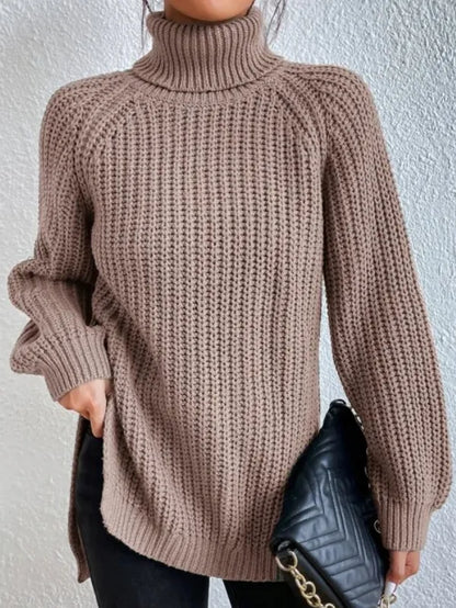 Heidi-rollkragenpullover Mit Raglanärmel Und Geteiltem Saum
