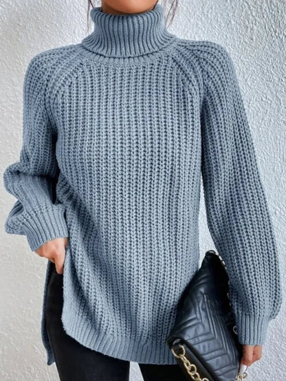 Heidi-rollkragenpullover Mit Raglanärmel Und Geteiltem Saum