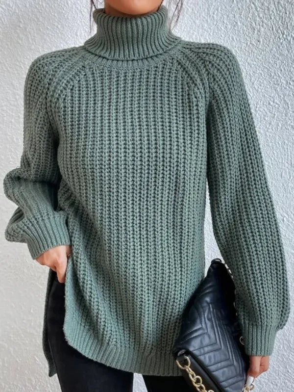 Heidi-rollkragenpullover Mit Raglanärmel Und Geteiltem Saum