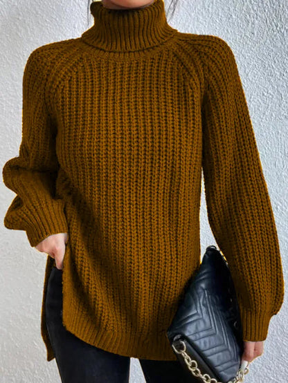Heidi-rollkragenpullover Mit Raglanärmel Und Geteiltem Saum